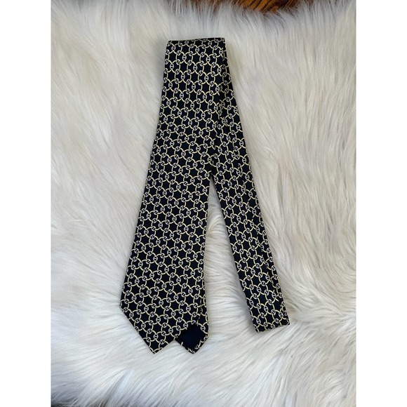 Hermes Chain Pattern Silk Tie - Picture 2 of 4